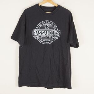 Bassaholics Black Cotton Short Sleeve Shirt Mens Sz XL